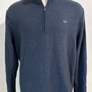Vineyard Vines Pullover Mens L Gray Saltwater 1/4 Zip Pique Knit Pima Cotton